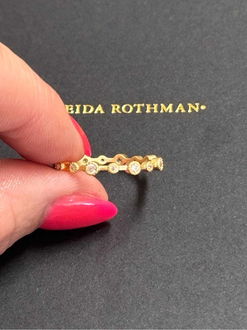 Freida Rothman Gold Alternating Bezel Stacking Ring - Picture 7 of 7